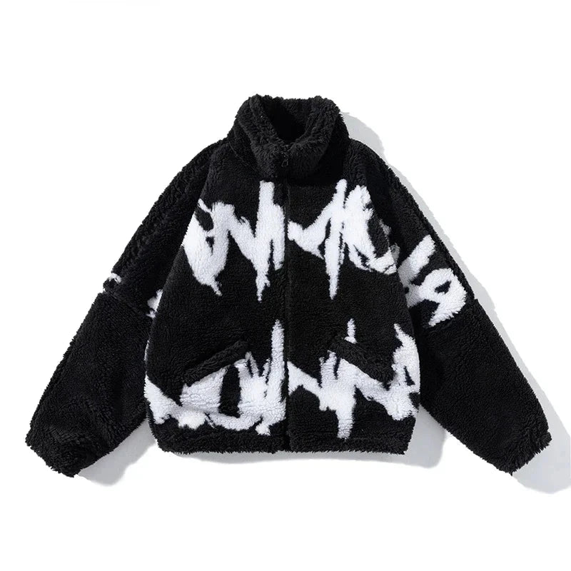 Letter Print Fleece Jacket